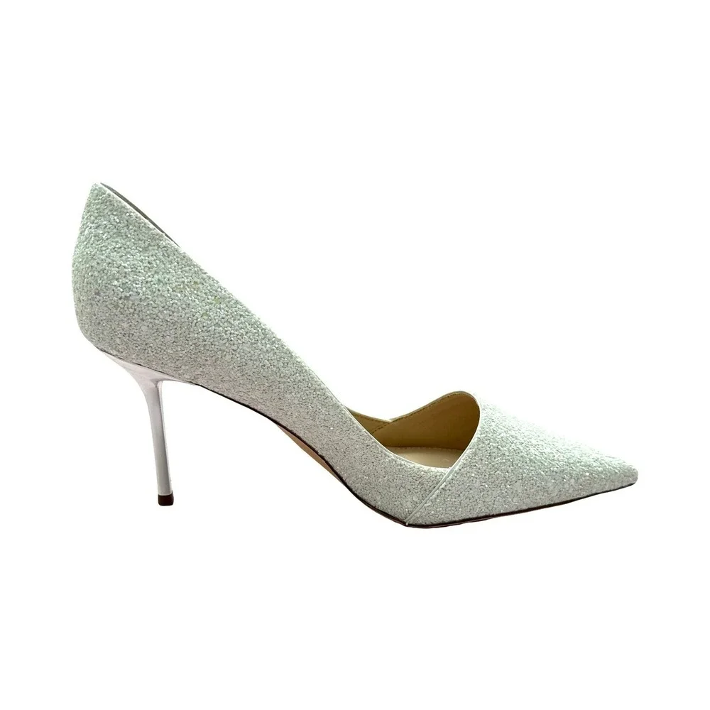 Msonlydn White Glitter‎ Pointed Toe Stiletto Pumps Heels Size 9